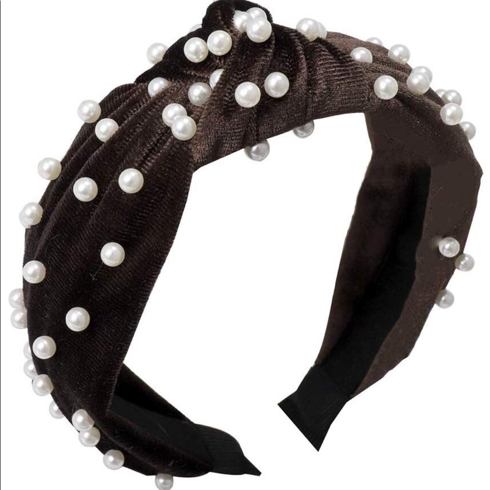 Chocolate brown pearl headband new